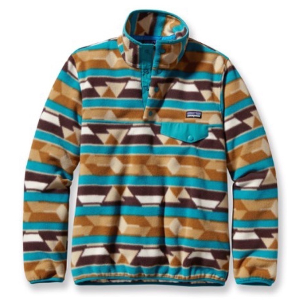 EUC PATAGONIA Synchilla Geo Aztec Southwestern Snap T Fleece Pullover Jacket M‌‍